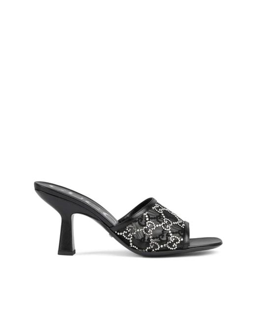 Gucci Tom Crystal-embellished Fabric Heeled Mules in Black