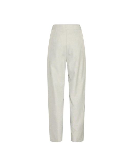 Ichi Broeken ,Polyester London Fog Melange Barrel-Leg Broek in het Gray