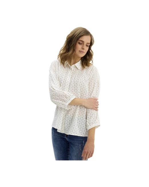 iN FRONT Overhemden ,Wit ,Katoen Witte Fleur Shirt Met ¾ Mouwen in het White