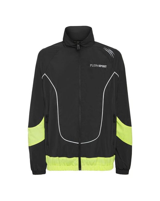Philipp Plein Fitness ,Zwart ,Polyester Technical Jogging Bomber Jacket Ls Scratch in het Black voor heren