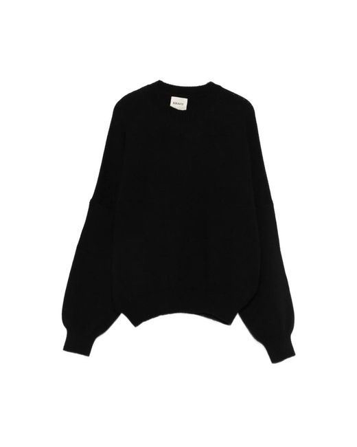 Khaite Black Cashmere Sweater With Ribbed Details