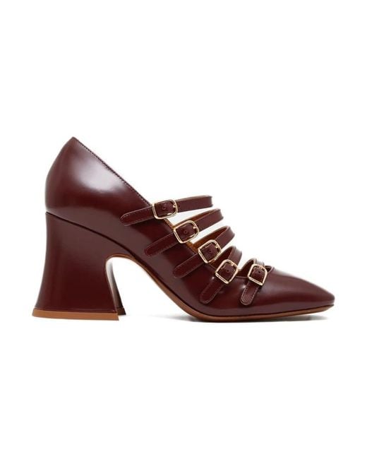 Chloé Brown Lila Seiden & Nylon Absatzschuhe
