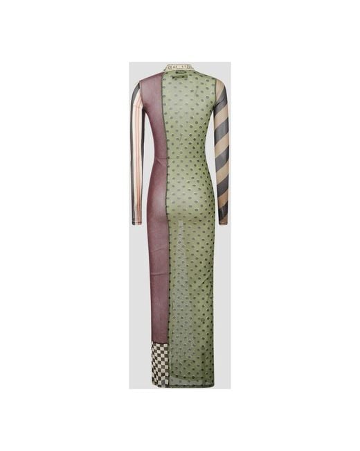 Jean Paul Gaultier Green Patchwork Printed Maxi Dress