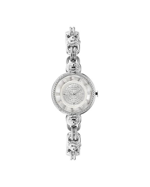 Versus Accessoires ,Grijs ,Les Docks Armbandhorloge Van Rvs in het Metallic