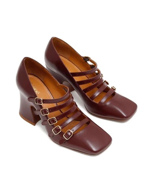 Chloé Brown Lila Seiden & Nylon Absatzschuhe