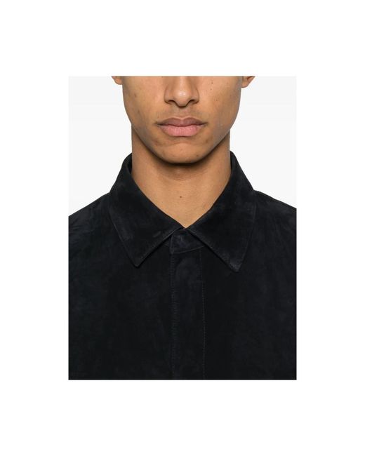 Emporio Armani Black Leather Jackets for men