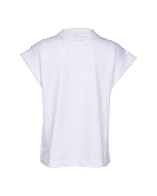 Alexander McQueen White Weiße logo t-shirt mit knöpfen,t-shirts