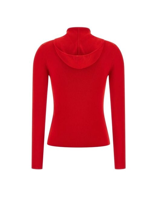 Victoria Beckham Truien & Vesten ,Rood ,Wol Wool Hooded Cardigan in het Red