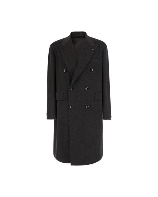 Tagliatore Dubbele-Breasted Wollen Jas in het Black voor heren