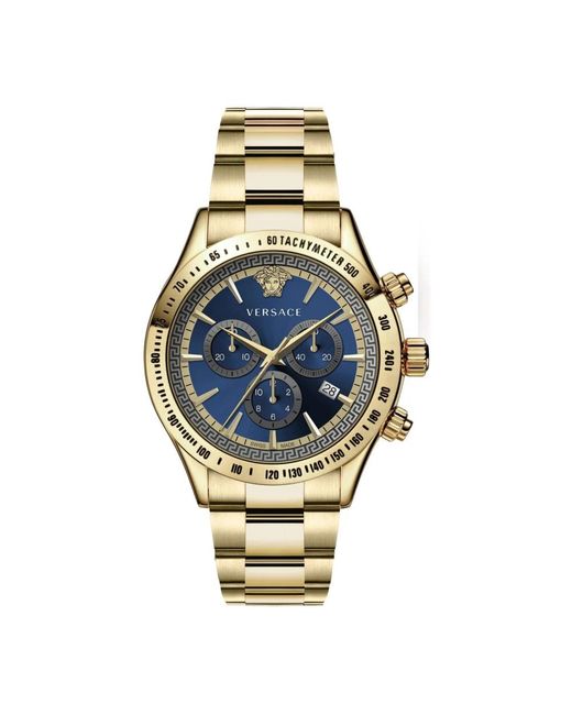 Classico oro chrono quadrante blu orologio di Versace in Metallic da Uomo