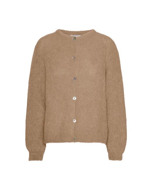 American Dreams Truien & Vesten ,Bruin ,Wol Zacht Alpaca Vest Met Knopen in het Brown