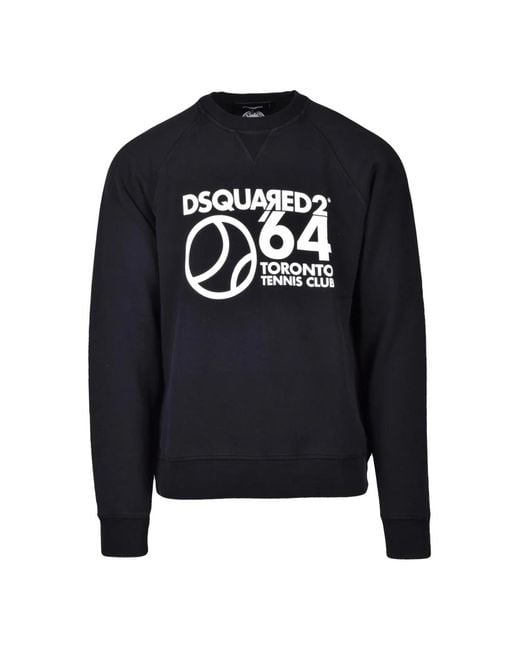 DSquared² Hoodies & Sweatvesten ,Zwart ,Katoen Felpa Girocollo in het Blue voor heren