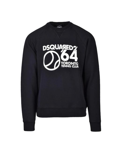 DSquared² Hoodies & Sweatvesten ,Zwart ,Katoen Felpa Girocollo in het Blue voor heren