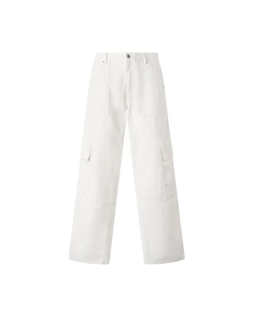 Roberto Cavalli Python Print Wide Leg Hose in White für Herren