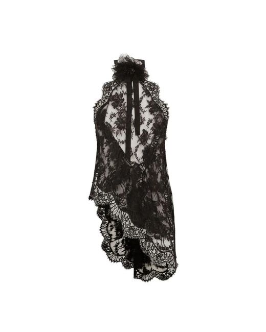 Top de encaje negro con detalle floral Dolce & Gabbana de color Black