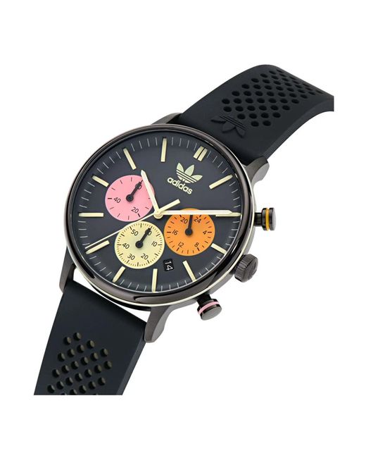 Adidas Metallic Chrono code one uhr schwarz silikon