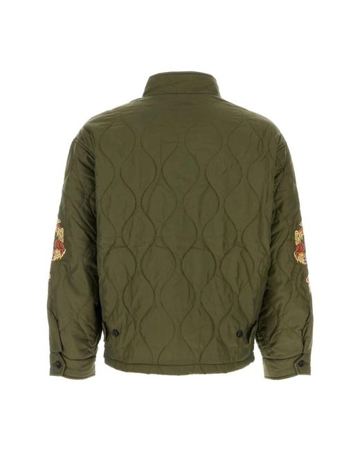 Baracuta Jassen ,Groen ,Nylon Gewatteerd Nylon Jack Met Hoge Kraag in het Green voor heren