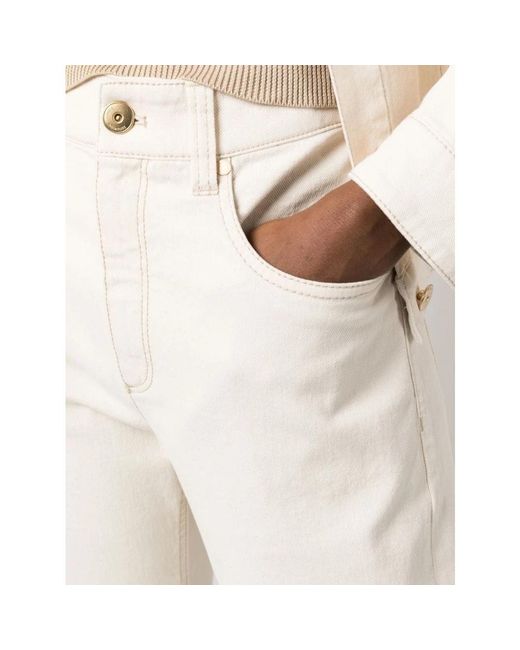 Brunello Cucinelli White Ecru high-waisted straight-leg jeans