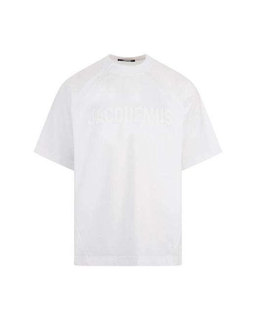 Jacquemus Tops ,Wit ,Katoen Typo T-Shirt in het White voor heren
