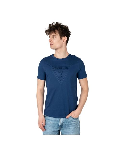 Guess Klassisches rundhals t-shirt in Blue für Herren