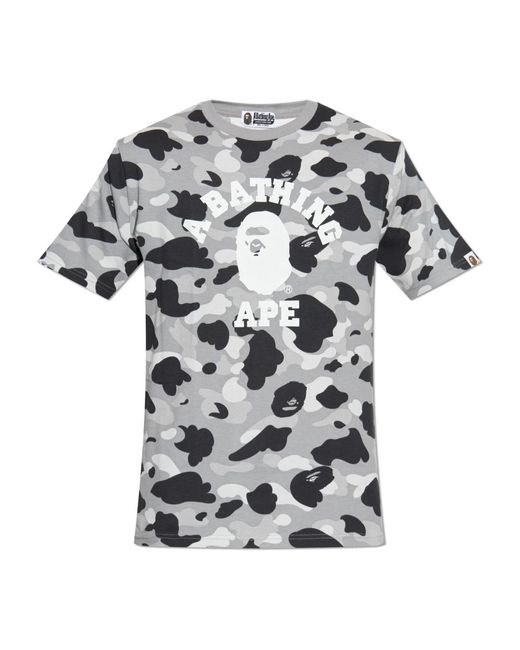 A Bathing Ape Tops ,Grijs ,Katoen T-Shirt Met Logo in het Gray voor heren