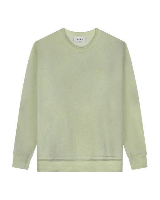 Olaf Hussein Hoodies & Sweatvesten ,Groen ,Pigment Spray Crewneck Sweater Groen in het Green voor heren