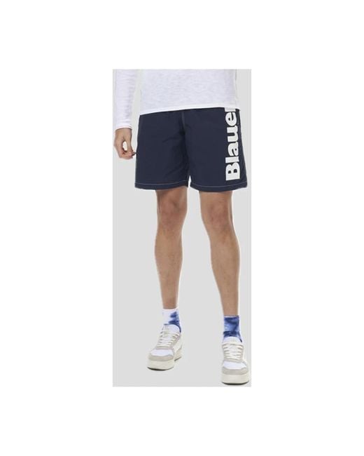 Blauer Badmode ,Blauw ,Polyester Donkerblauwe Monochroom Boxer Zwemkleding in het Blue voor heren