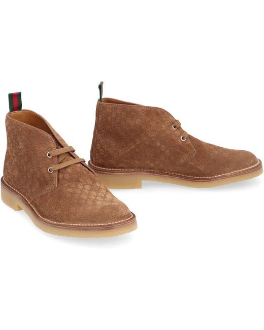 Gucci Brown Lace-Up Boots for men