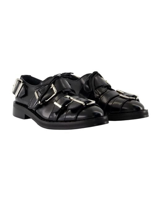 Simone Rocha Black Schwarze Leder Brogue Mocassin Flats