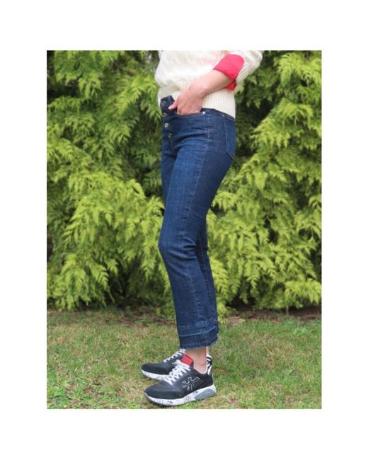 Denim Studio Jeans ,Blauw ,Katoen Camille Crop Flare Raffelzoom Jeans in het Blue