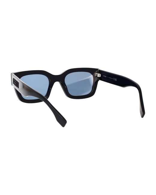 Fendi Black Quadratische glamour sonnenbrille blaue linse