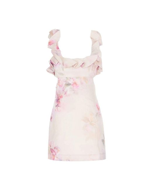 Zimmermann Pink Rosa blumiges crush frill mini kleid