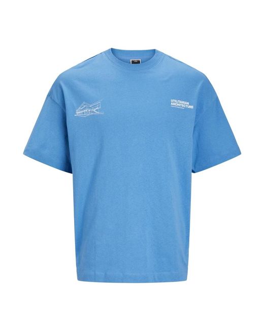 Jack & Jones Jackjones t-shirt arch kurzarmshirt mit rundhalsausschnitt und print in Blue für Herren
