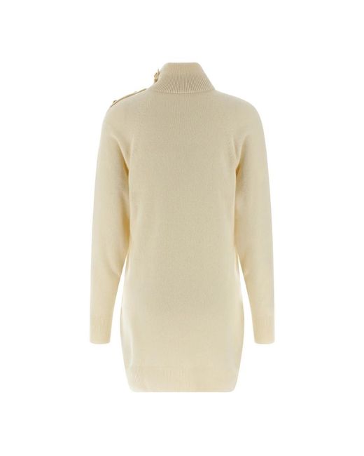 Balmain Natural Knitted Dresses