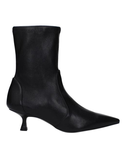 Stuart Weitzman Black Schwarze Leder-Stiefeletten