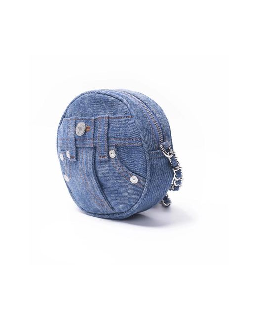 Moschino Blue Denim crossbody tasche mit jeansdetails