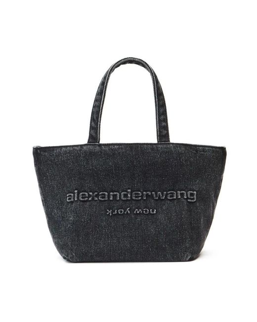 Alexander Wang Black Dunkelgraue denim tote tasche