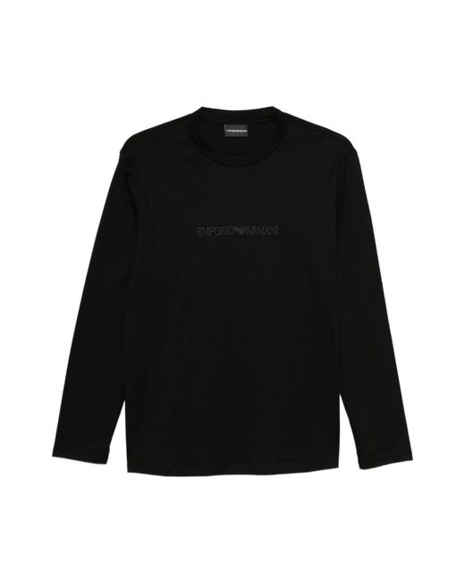 Emporio Armani Black Long Sleeve T-Shirts for men
