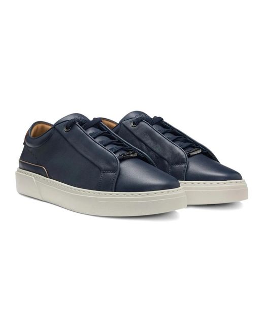HUGO Blaue Kalbsleder Sneakers in Blue für Herren