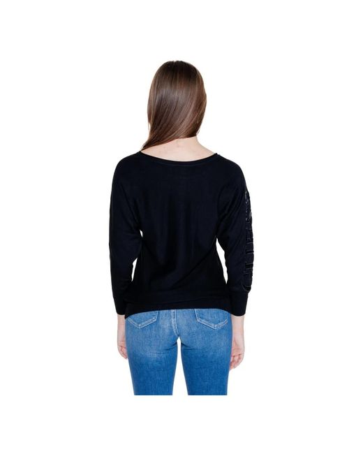 Guess Zwarte Gebreide Trui Met Ronde Hals in het Black