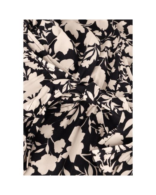 Another Label Kleedjes ,Zwart ,Polyester Zwarte Bloemen Mini Jurk in het Black