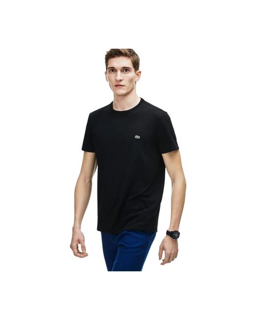 Lacoste Tops ,Zwart ,Katoen Pima Cotton T-Shirt in het Black voor heren
