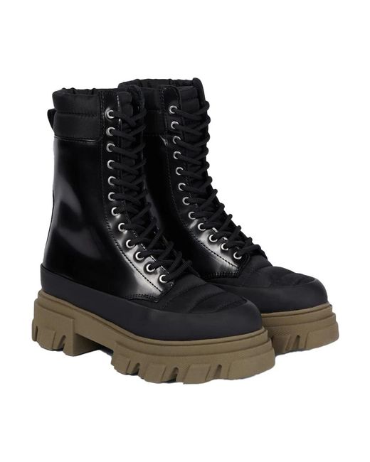 Ganni Black Lace-Up Boots