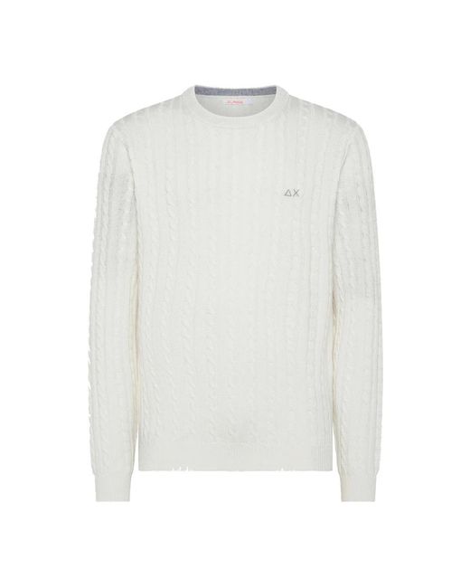 Sun 68 White Round-Neck Knitwear for men