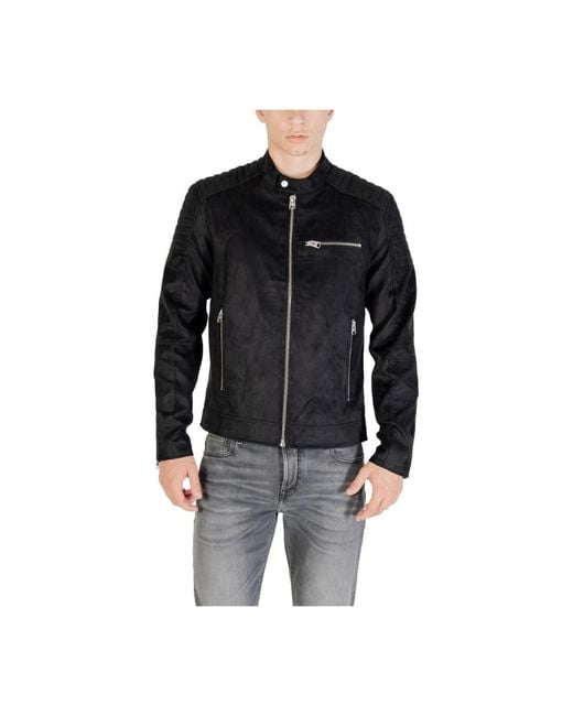 Only & Sons Black Leather Jackets for men