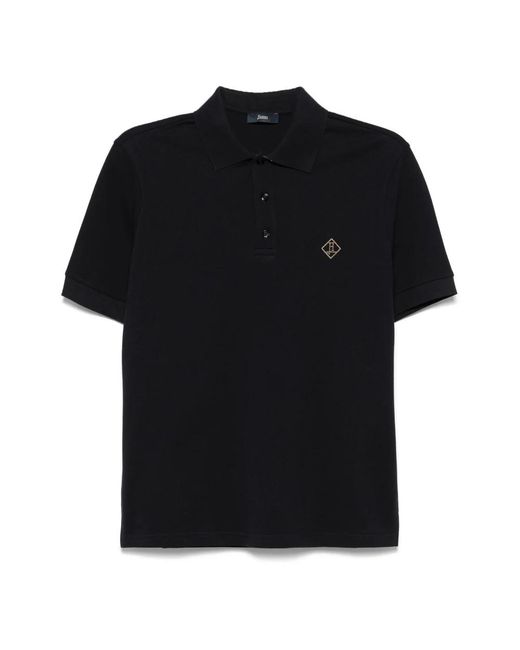 Herno Tops ,Blauw ,Katoen Katoenen Poloshirt Met Geborduurd Logo in het Black voor heren