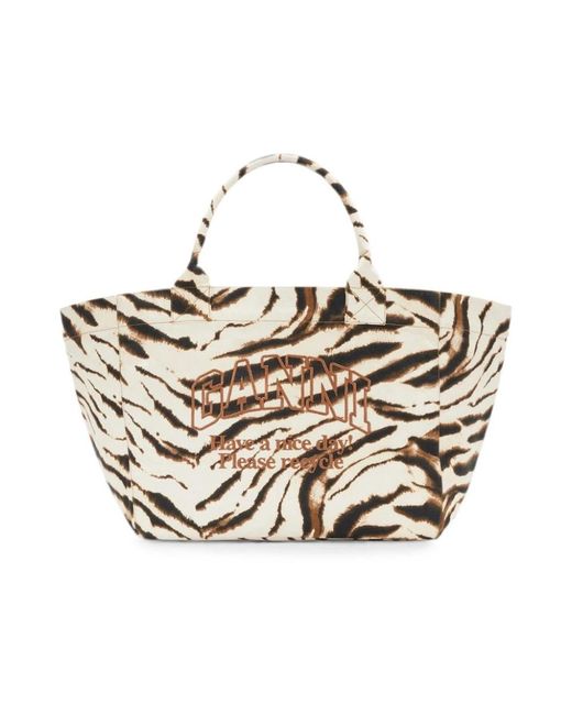 Ganni Metallic Shopping Bags