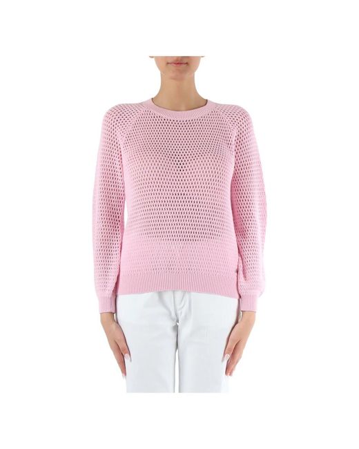 Jersey de algodón perforado cuello redondo Sun 68 de color Pink