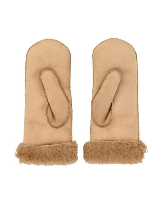 Max Mara Natural Shearling-Gefütterte Fäustlinge Mit Riemen