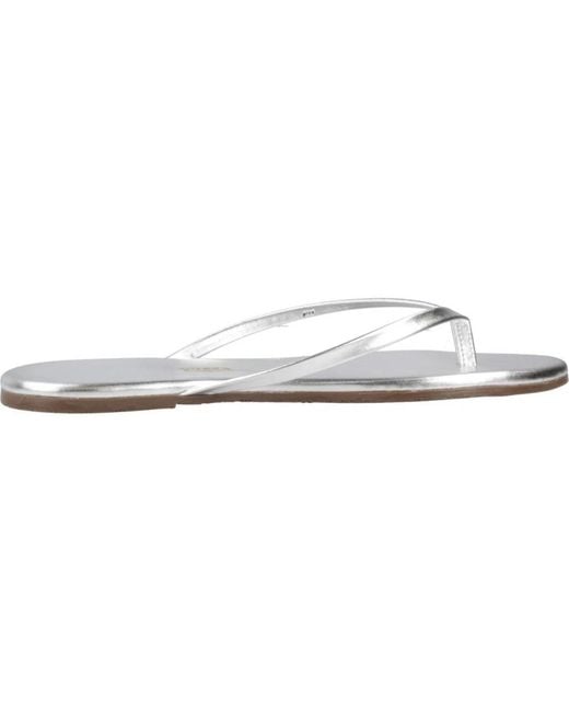 TKEES Schoenen ,Grijs ,Leer Metallics Flip Flop in het White
